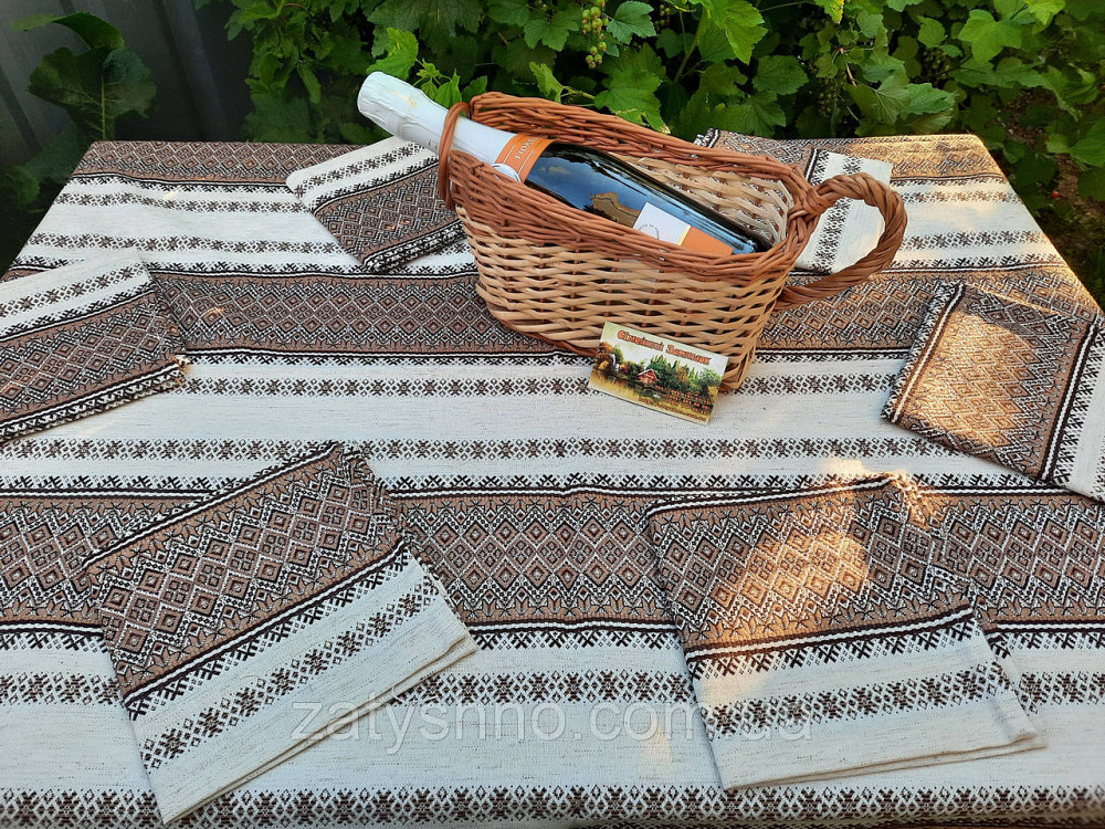 Комплект вышитый скатерть с салфетками кофейный Киев - изображение 9