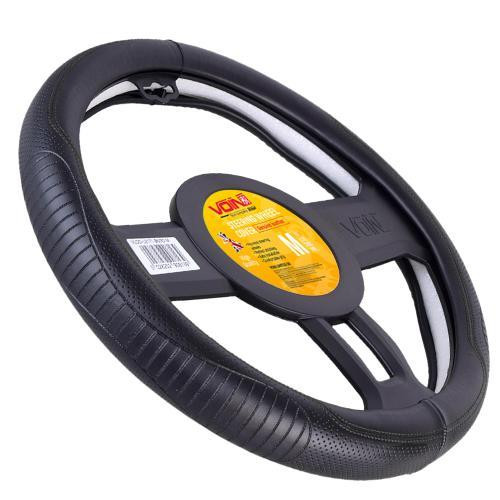 Чохол на кермо VLOD-L2171 BK M чорний шкірозамінник один шов Харків - фото 2