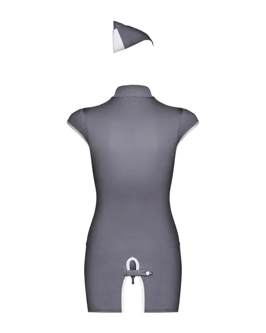 Еротичний костюм стюардеси Obsessive Stewardess 3 pcs costume grey S/M, сірий, сукня, стрінги, пілот Львов - изображение 6