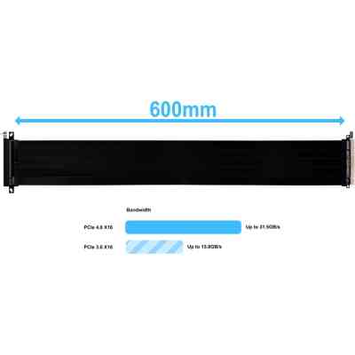 Райзер NZXT 600mm PCIe 4.0 RISER CABLE, Black (G89.PW-PCI-4-60X) Винница