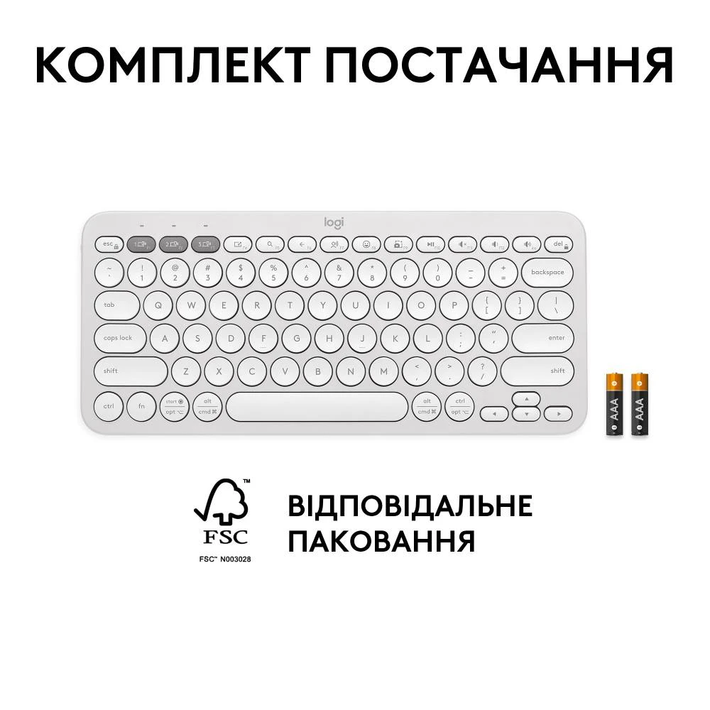 Клавіатура Logitech K380s Pebble Keys 2 Tonal White (6915630) Київ - фото 11