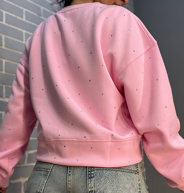 Світшот жіночий W 2950 широкий розсип камінців one size, рожевий, one size Київ - фото 11