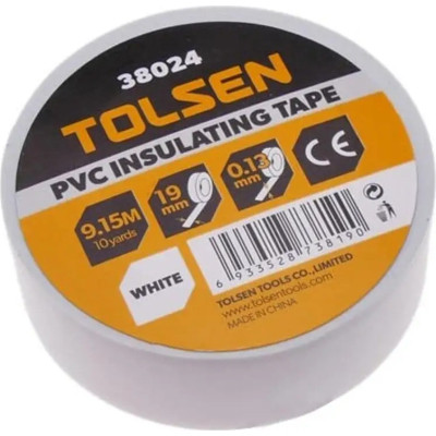 Изоляционная лента Tolsen 19 мм х 9.2 м белая 0.13 мм (38024) Винница - изображение 1