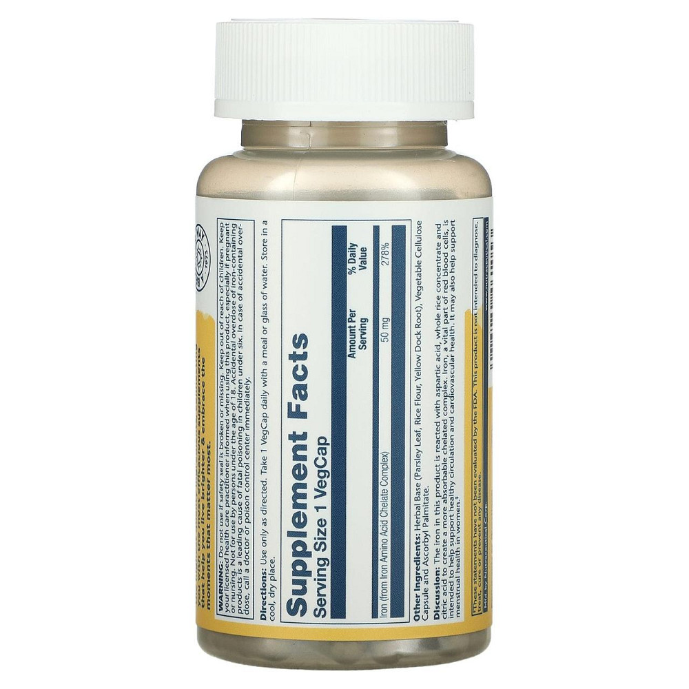 Железо хелат Solaray Iron 50 мг 60 капс Киев - изображение 2