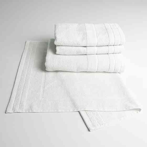 Набор банных махровых полотенец с велюровым бордюром 4шт GM Textile 50х70см, 50х90см, 50х90см, 70х140см (Белый) Сумы