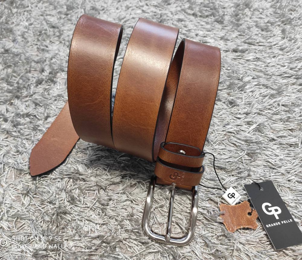 Стильный мужской ремень из натуральной кожи рыжего цвета 40мм Grande Pelle Киев - изображение 3