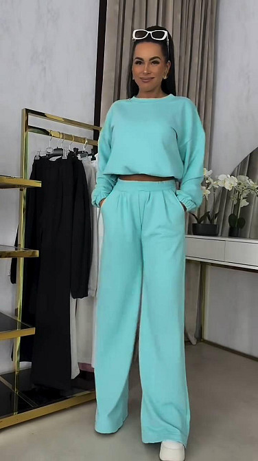 Жіночий прогулянковий костюм-двійка: кофта та штани петля М'ятний, 42/46 Одеса - фото 5