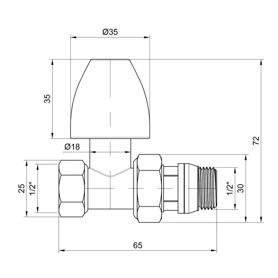 Кран радіаторний Thermo Alliance Base 1/2" ВН з антипротіканням прямий SD226W15 Київ