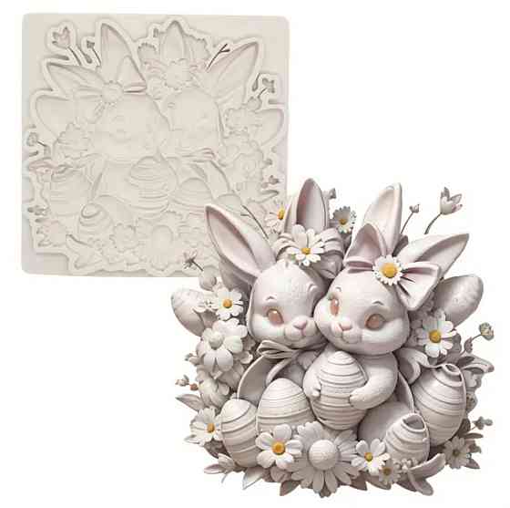 Молд Великодній кролики 80 на 80 мм сірий Київ