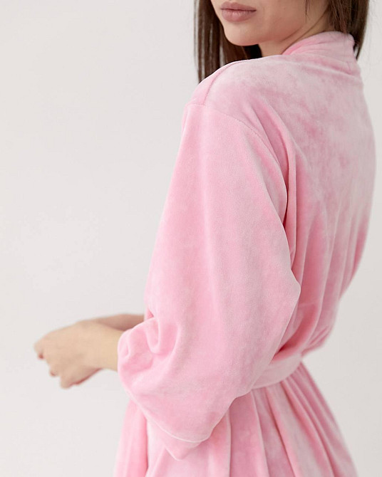 Халат жіночий велюровий під пояс Рожевий S Харків - фото 3