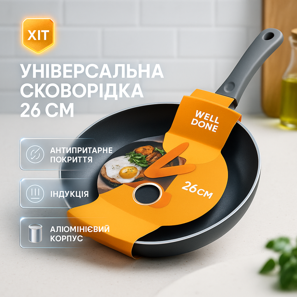 Алюмінієва сковорода з антипригарним покриттям, Надійна сковорода з антипригарним покриттям UJ-99 Львів - фото 20