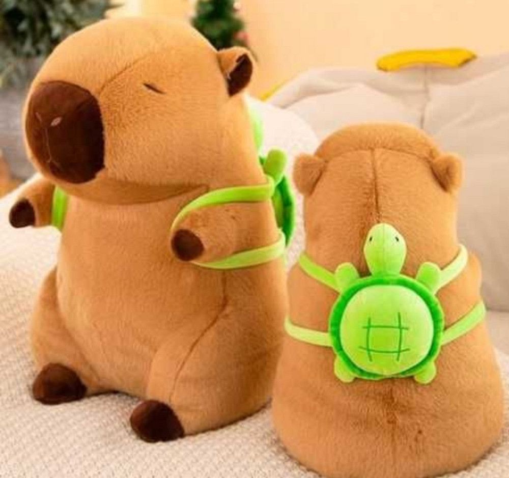 Мягкая игрушка Капибара с рюкзаком черепашкой Плюшевый Кпибара ГАРНА. Харьков - изображение 5