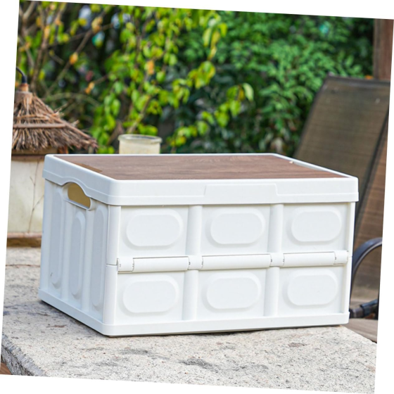 Пластиковый контейнер для хранения 42.5×30×24см, пластиковый органайзер с деревянной крышкой для кемпинга Каменец-Подольский