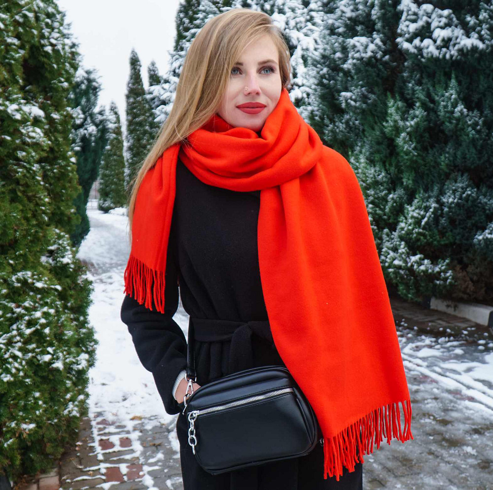 Шарф женский кашемировый 70х200 SAFALANO огненно-красный Сумы - изображение 8