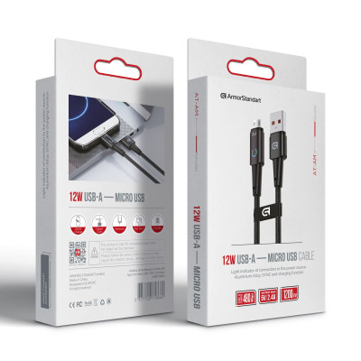 Дата кабель USB 2.0 AM to Micro 5P 1.2m 12W black Armorstandart (ARM75866) Вінниця - фото 2