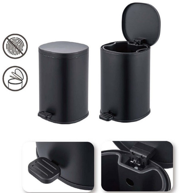 Відро для сміття з плавним закриттям овальне Zerix Prime-TC0105 Black 5л колір чорний (ZX5902) Київ - фото 8