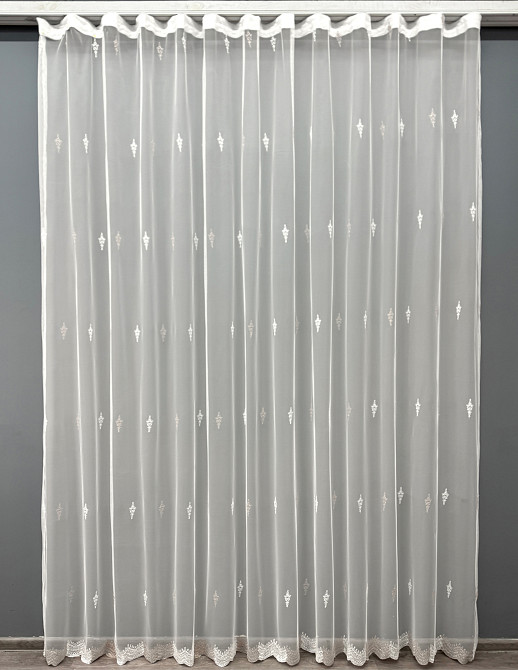 Тюль VR-Textil 1472т Грек-сітка з вишивкою Молочний з пудровим 300х270 см (40-403) Київ - фото 2