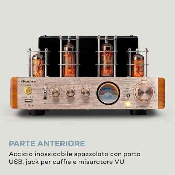 Стереопідсилювач вінтажний Auna Amp VT ламповий HiFi підсилювач 2x35 Вт RMS, BT опт./коаксіальний/AUX-вхід з Німеччини Дніпро