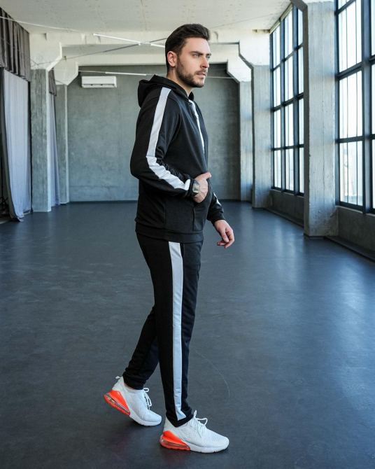 Костюм спортивный мужской лампасы весна Черный S Харьков - изображение 5