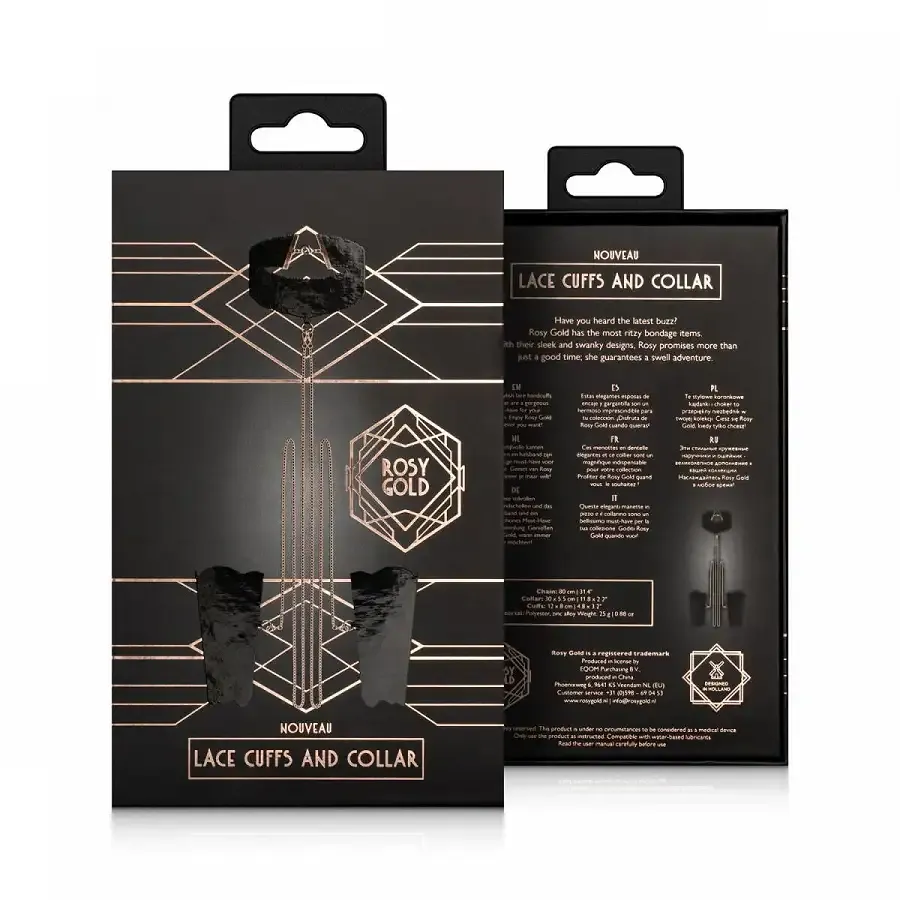 Мереживні наручники та комір Rosy Gold - Lace Cuffs and Collar - Black Львов - изображение 4
