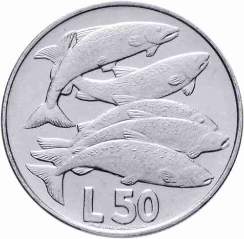 Монета 50 літрів. 1975 рік, Сан-Маріно.UNC Полтава