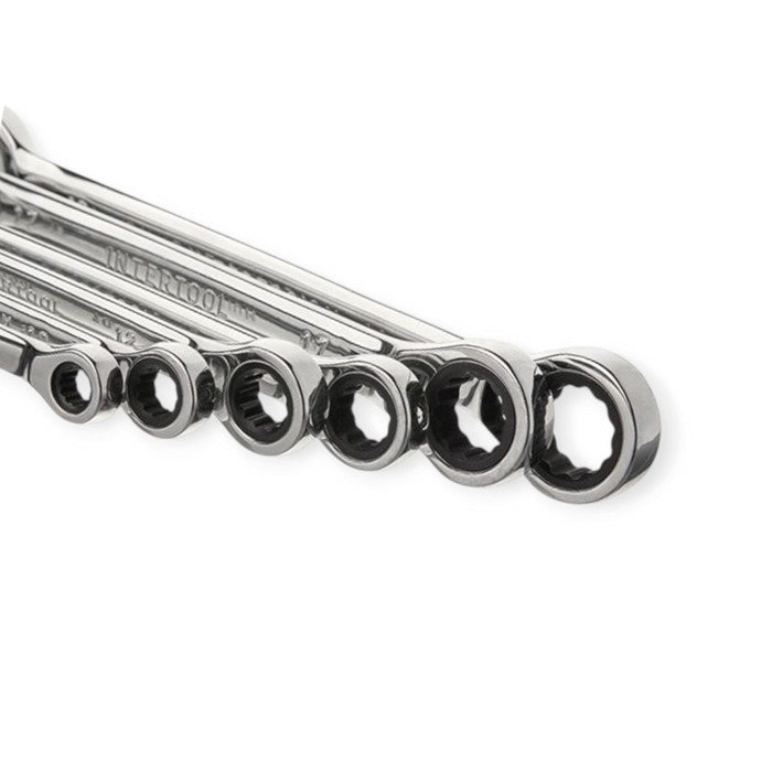 Набір ключів ріжково-накидних з тріскачкою 8-19 мм 6 шт (планшет) CrV Мукачево - фото 3