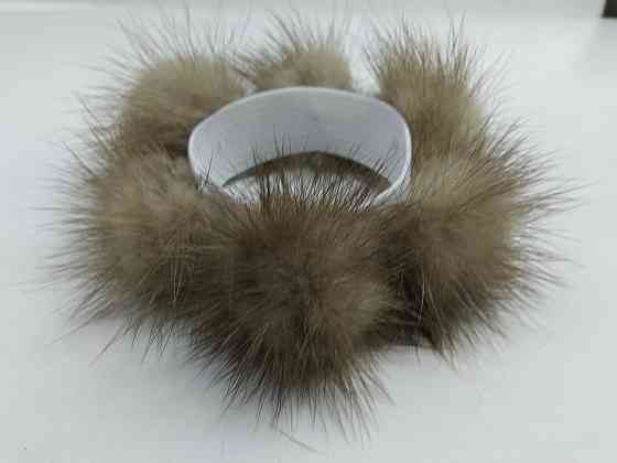 Гумка хутряна норкова на волосся на гульку Сірий Харків