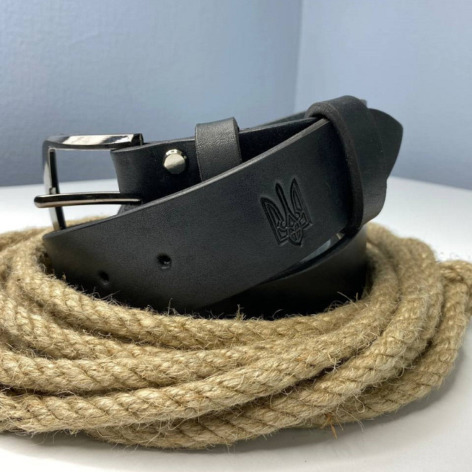 Чоловічий ремінь з натуральної шкіри для джинсів шкіряний якісний пояс, чорнийMasterSem Київ - фото 3