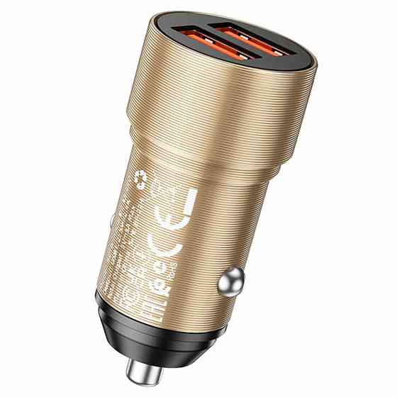 Автомобільний зарядний пристрій BOROFONE BZ19 Wisdom dual port car charger Gold Київ