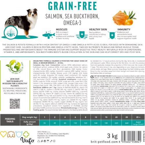 Корм сухий Brit Care Dog Grain-free Adult для дорослих собак малих і середніх порід беззерновий з лососем 3 кг Київ - фото 7