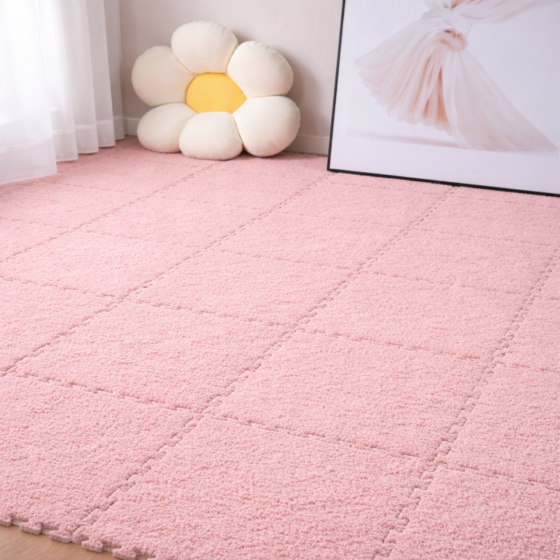 Пазл коврик 60х90см мягкий плюшевый термоковер,6 пазлов теплый пол, термоковрик для дома, в детскую один цвет розовый Каменец-Подольский