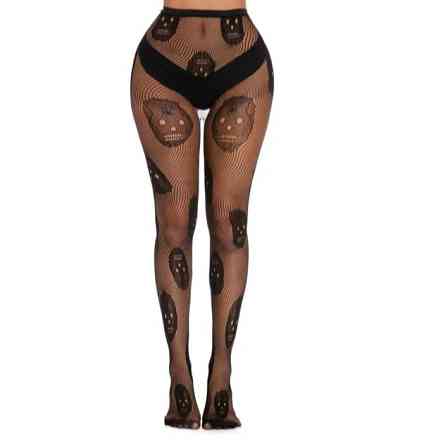 Колготки с черепами на хэллоуин женские one size черный Киев