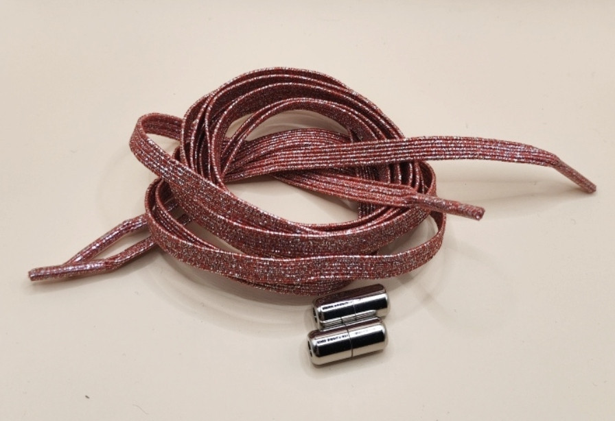 Шнурки эластичные глиттерные с цилиндрической застежкой Красный Смела - изображение 2