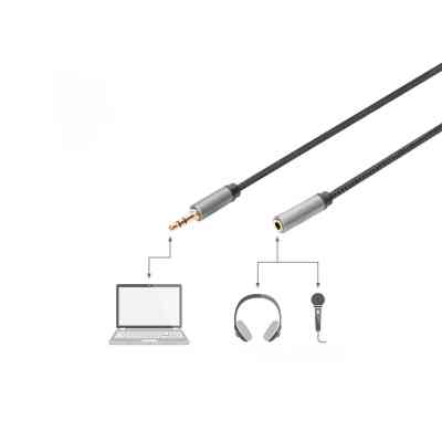 Кабель мультимедійний 3.5mm M to 3.5mm F 3.0m Digitus (DB-510210-030-S) Вінниця