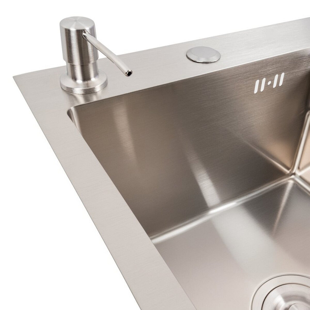 VALESO Кухонна мийка CM 58*48 L нержавійка VALESO Handmade (круглий сифон 3,0/0,8) Киев - изображение 4