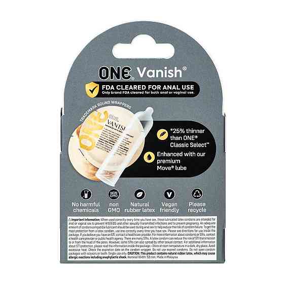 Презервативи ONE Vanish Hyperthin 3 шт (м'яте паковання!!!) Sex Aura Київ