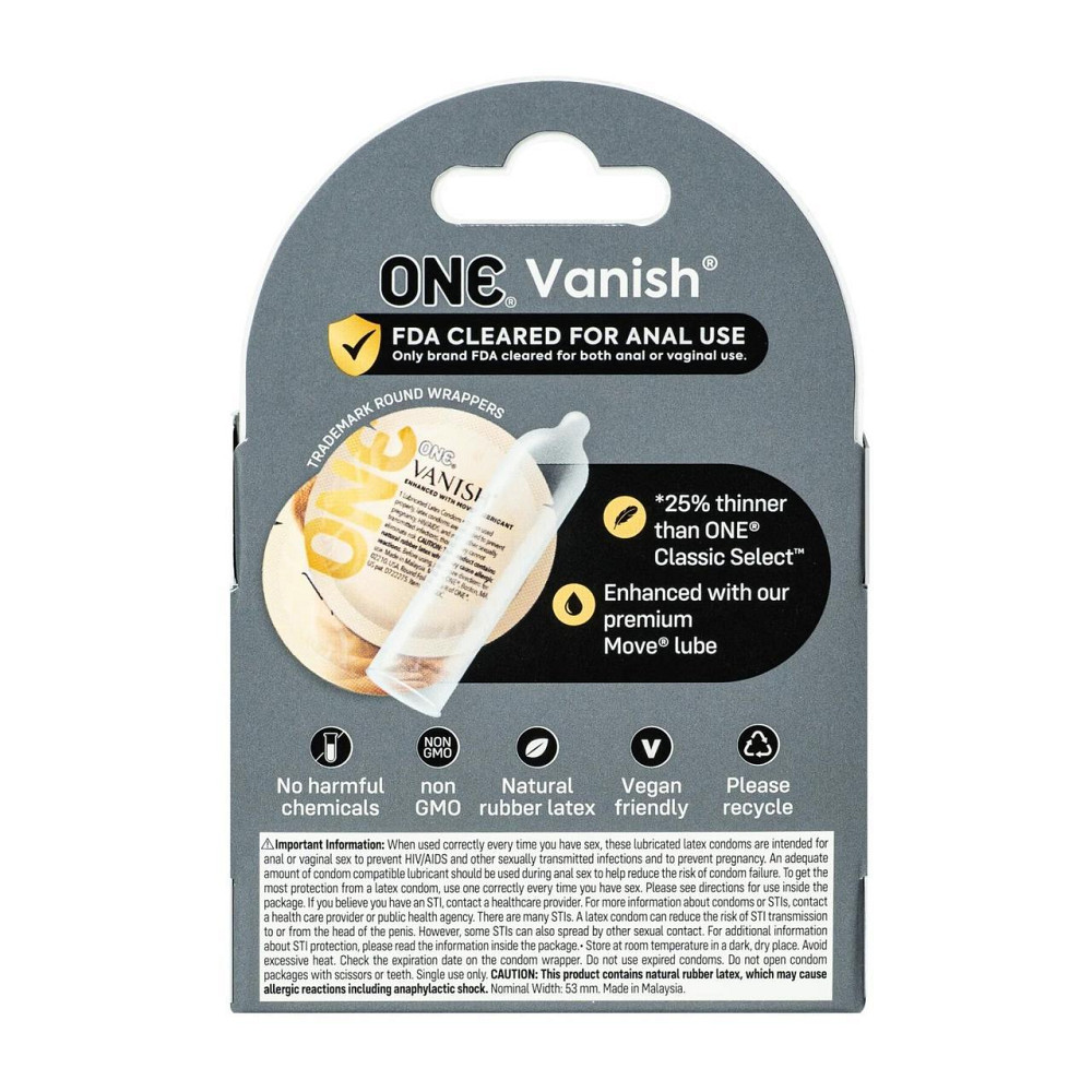 Презервативи ONE Vanish Hyperthin 3 шт (м'яте паковання!!!) Sex Aura Київ - фото 3