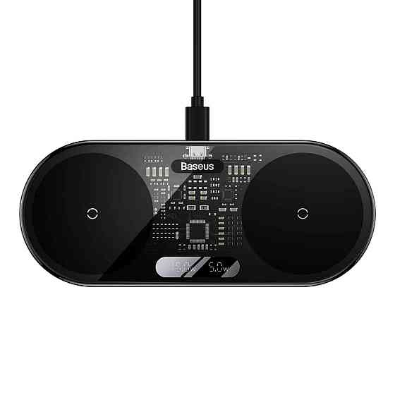 Бездротовий мультизарядний пристрій Baseus Digital LED Display 2in1 Wireless Charger 20W Black Universal version Київ