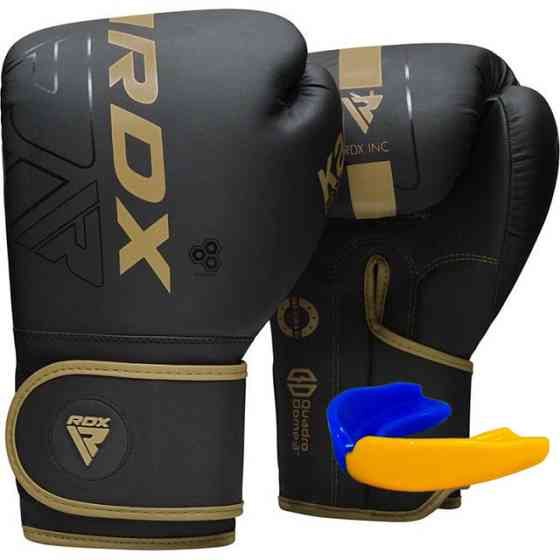 Профессиональные боксерские перчатки для бокса и единоборств RDX F6 Kara Matte Golden 16 унций + КАПА Киев