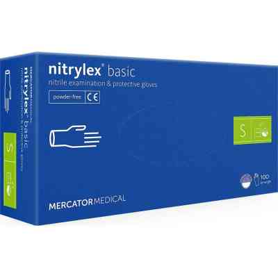 Медицинские перчатки Mercator Medical Nitrylex Basic Нитриловые Неопудренные диагностические Размер S Синие 100 шт. (3.1005) (5906615004554) Винница