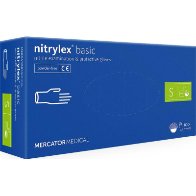 Медичні рукавички Mercator Medical Nitrylex Basic Нітрилові Неопудрені діагностичні Розмір S Сині 100 шт. (3.1005) (5906615004554) Вінниця - фото 1