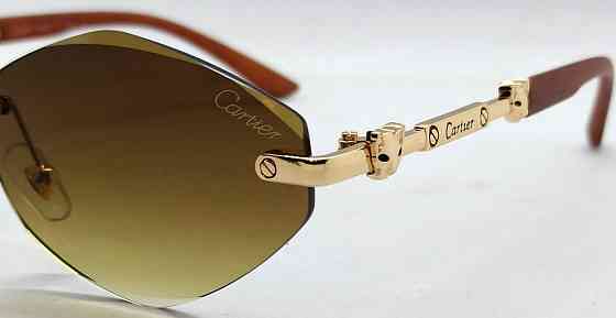 Брендовые женские очки линзы коричнево зеленые в золотом металле ромбы. Киев