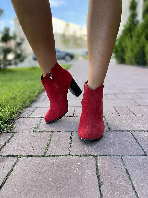 Жіночі черевики 95 червоні натуральна замша висота каблука 9 см розмір 38 (2570) Коломия - фото 7