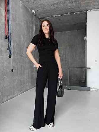 Жіночий прогулянковий костюм: футболка та штани з турецької віскози Чорний, 42/44 Одеса