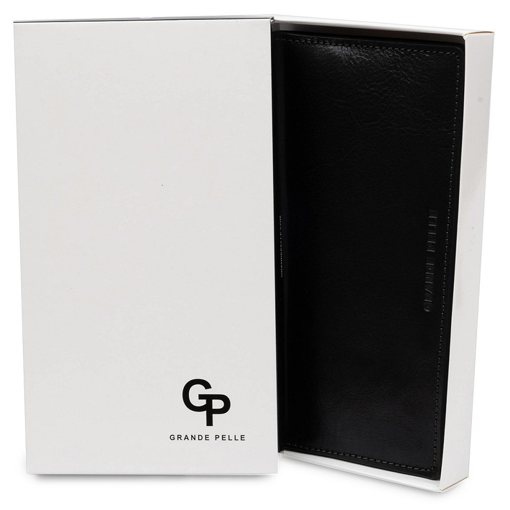Оригинальное кожаное портмоне унисекс Черный (GRANDE PELLE) Киев - изображение 2