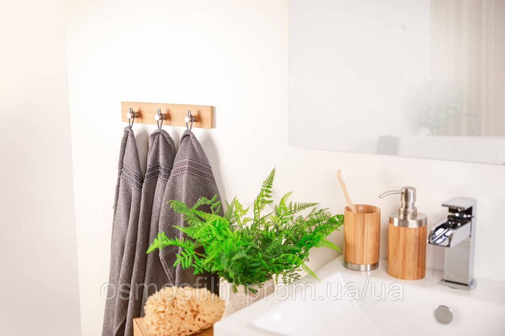 Планка Axentia Боня самоклеющаяся с 3 крючками 28х5х3см нерж бамбук (133846) Киев - изображение 5