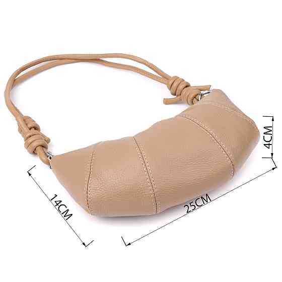 Стильна жіноча напівкругла сумка з натуральної шкіри Vintage 22933 Бежевий Київ