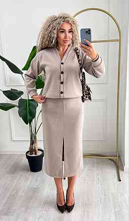 Женский невероятный костюм кардиган+юбка ангора вязка на трикотаже Моко, 50/52 Одесса