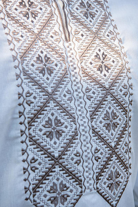 Вышиванка льняная мужская, длинный рукав, молочная,( лен ) топ Киев - изображение 4