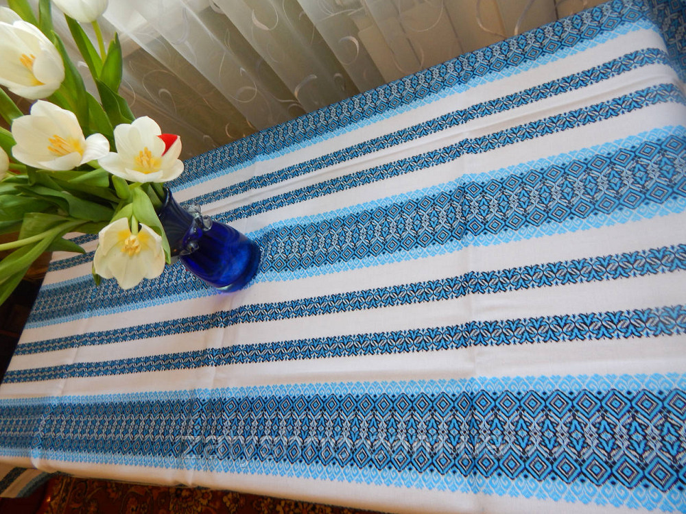 Вышитая скатерть голубая Киев - изображение 8